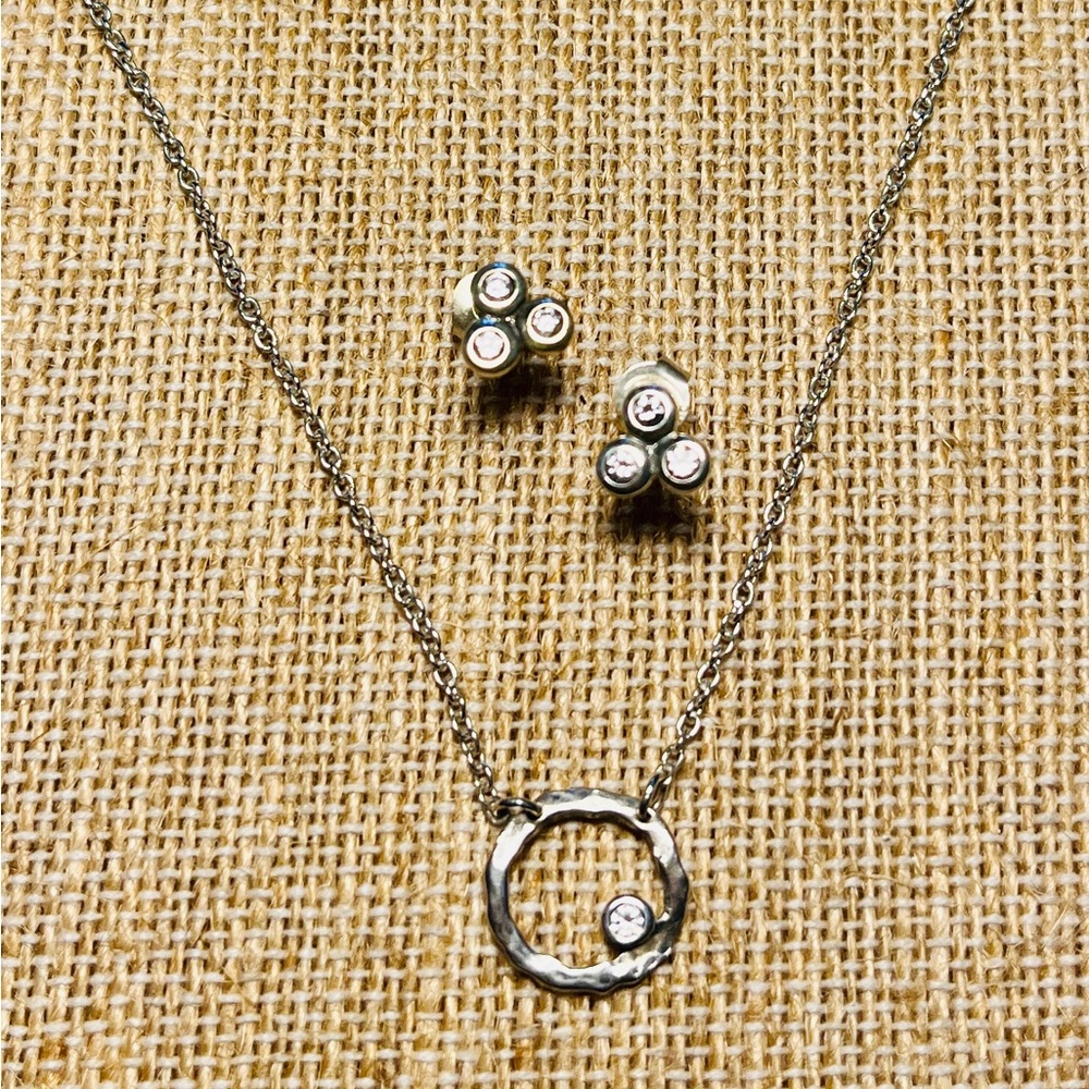 Silpada “Orbiting Moon” Necklace and “Triplette” Earrings Set